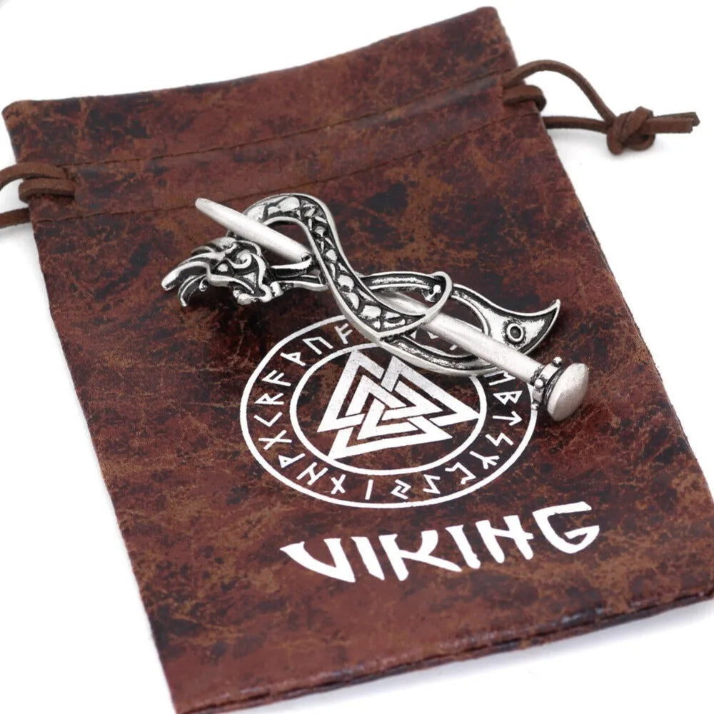 5 Pcs Viking Celtic Long Hair Clips - Vintage Silver Celtic Knot Hair Stick Jewellery Hair Slide and Metal Hairpin Barrettes