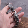 Never Fade Rock Viking Wolf Charm Bracelet Men's Stainless Steel Mesh Chain Gold Wolf Punk Jewelry without box