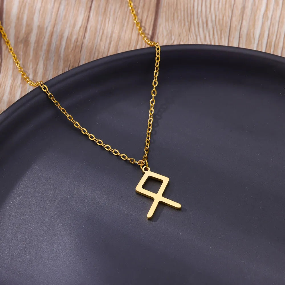 Viking Rune Necklace for Women Norse Runic Letter Pendant Necklaces Minimalist Nordic Stainless Steel Jewelry Christmas Gift