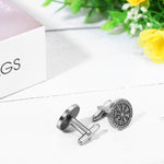 BONISKISS Men's Stainless Steel Cufflinks Nordic Viking Odin Compass Symbol Rune Cufflinks The Best Gift for Father Husband Son