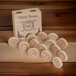 Witches Runes Set Altar Divination Tools with Storage Bag 13Pcs Wood Runes Altar Runes for Beginners Board Game