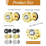 BONISKISS Men's Viking stainless steel earrings Nordic style compass rune embellished punk earrings set jewelry gift