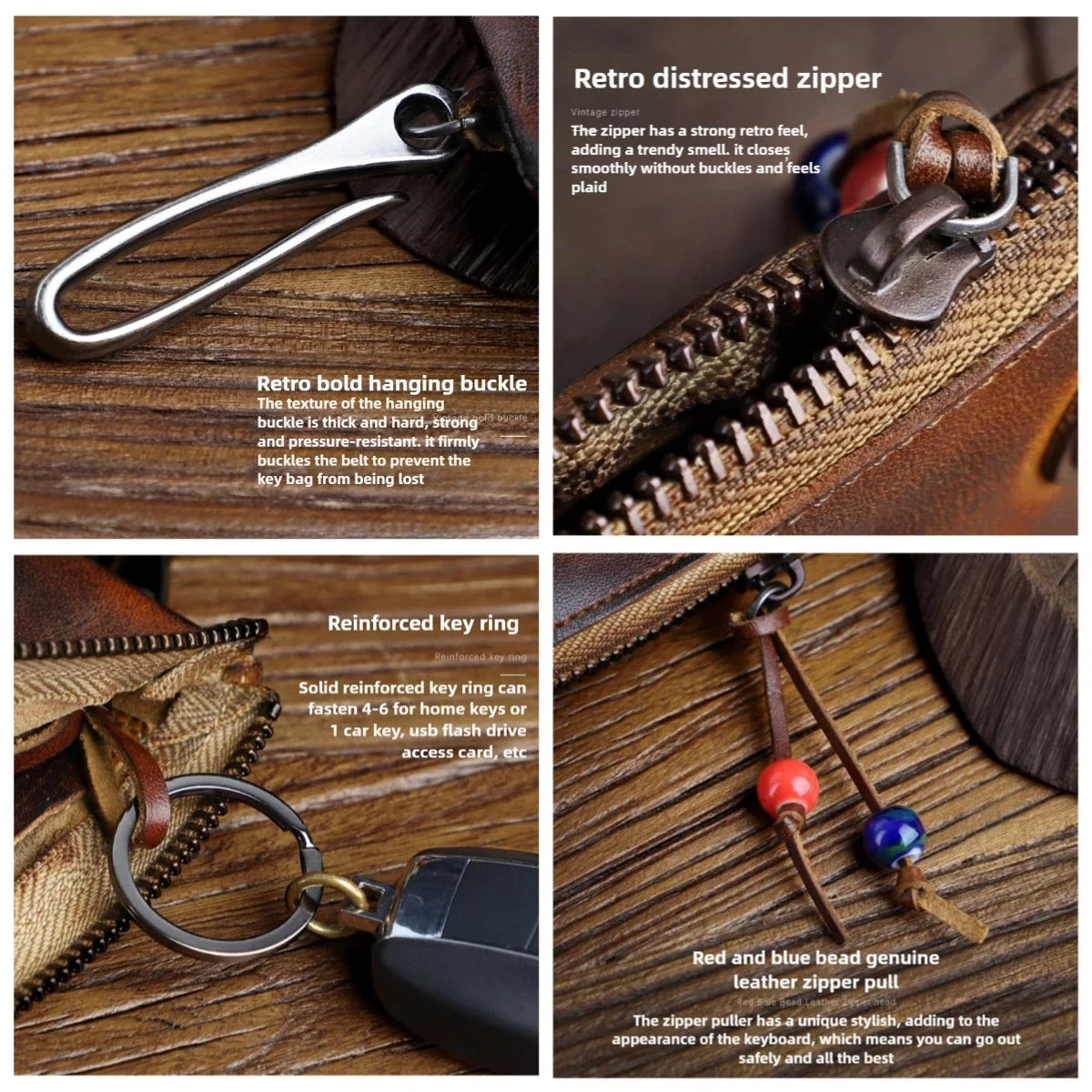 1pc Viking Sporran Portable Bourbon Brown Handcrafted Thick Leather Waist Bag Change Holder Keychain Coin Purse Wallet for Men