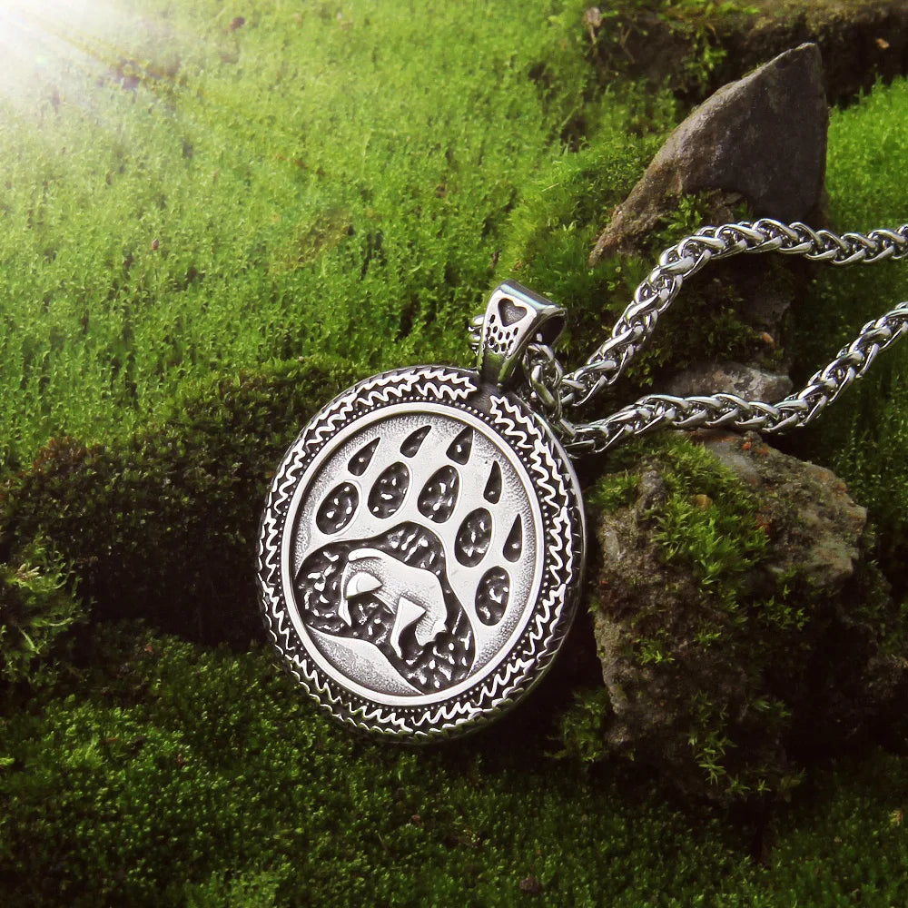 Never Fade Viking Bear Men's Pendant Necklace Punk Bear Claw High Quality As Men Jewelry