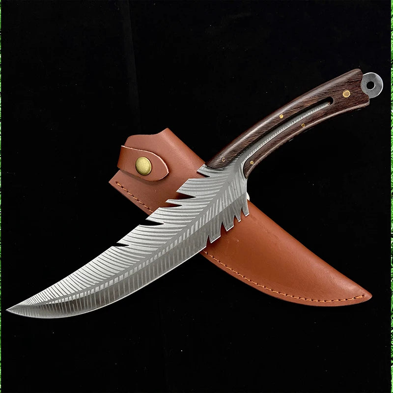 Feather Knife Hand Forged Viking Butcher Knife Boning for Meat Cutting Japanese Chef Knives with Sheath for kitchen Cooking