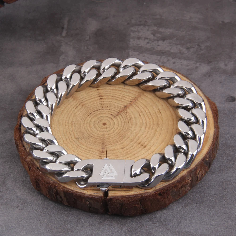 Punk Rock Stainless Steel Biker Mens Bracelet Link Chain Motorcycle Bike Bicycle Chain Bracelets Bangles Jewelry with wood box　