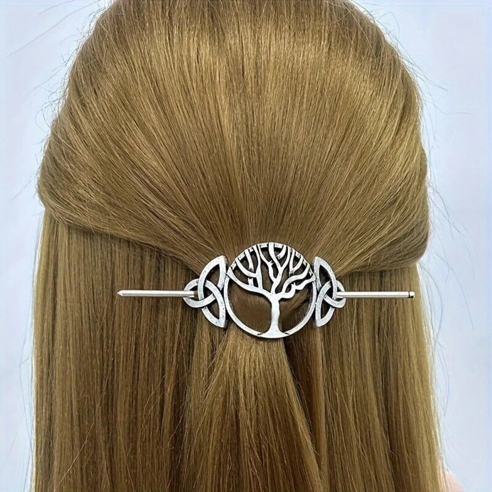 8PCS Hair Clips, Viking Celtic Hair Sticks, Celtic Knot Hairpin, Retro Silver Vintage Metal Hair Barrette, Viking Jewelry Clip