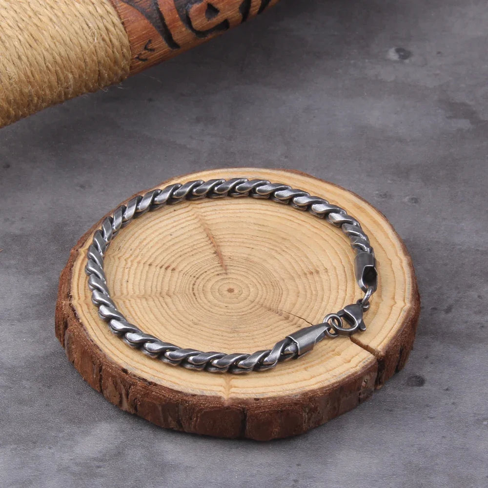 Vintage Oxidized Black Link Chain Bracelets For Men Motocycle Cuban Chain Stainless Steel Punk Rock Biker Jewelry Gifts