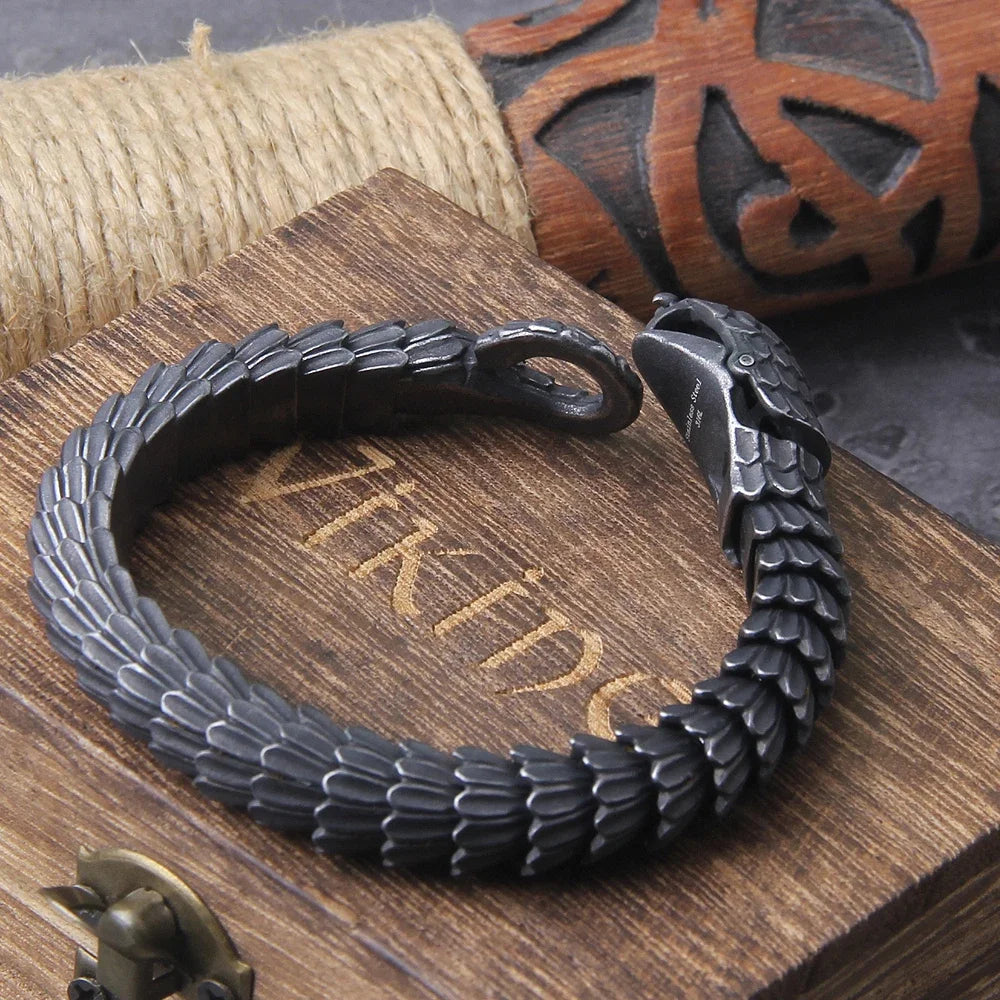 316L Stainless Steel Black Snake Chain Bracelet Men and Women Hip Hop Charm Biker Gothic Bracelet Gift Vintage Jewelry Wholesale