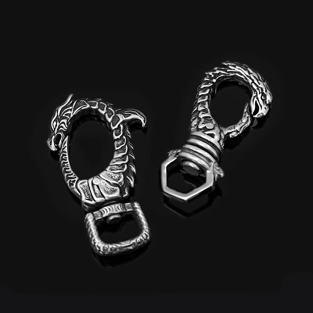 Vintage Punk Stainless Steel Vikings Dragon Keychain Fashion Rotatable Keyring Charm Car Key Accessories Male Jewelry Wholesale
