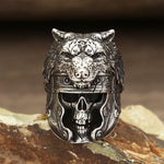 Retro Stainless Steel Animal Skull Rings For Men Domineering Viking Wolf Head Skull Ring Punk Fashion Jewelry Gift Wholesale