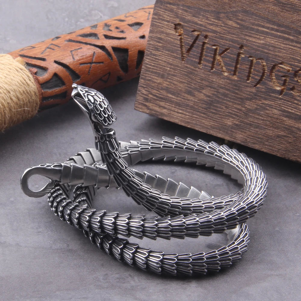 Viking Ouroboros vintage punk Necklace for men never fade stainless steel fashion Jewelry hippop street culture