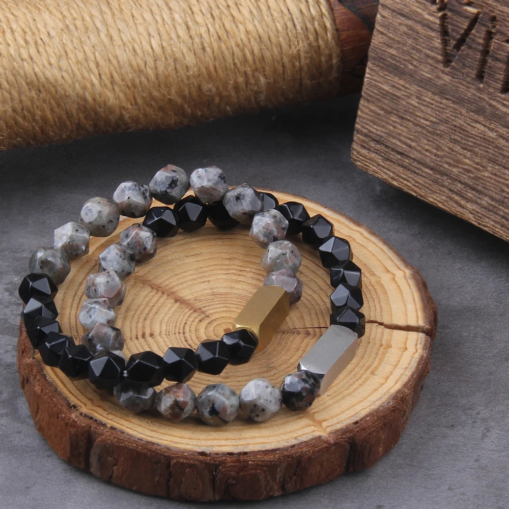 Stainless steel Runes Beads Men Bracelet Viking Rune Bracelet Fashion Charm Beads Bracelet wooden box