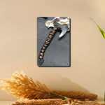 Viking Hawk Axe Metal Wall Art - 7.87" x 11.81" Iron Sign with Koa Wood & Brass Grip | Nautical Home Decor, Easy-to-Hang
