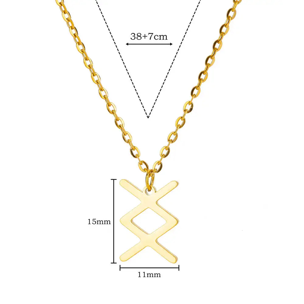 Viking Rune Necklace for Women Norse Runic Letter Pendant Necklaces Minimalist Nordic Stainless Steel Jewelry Christmas Gift
