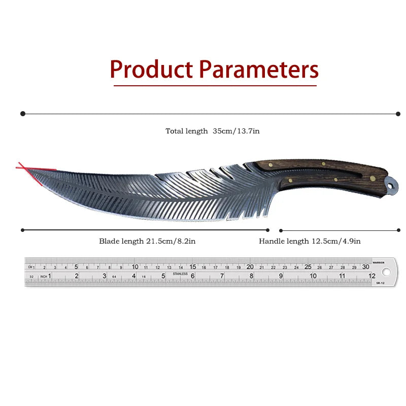 Feather Knife Hand Forged Viking Butcher Knife Boning for Meat Cutting Japanese Chef Knives with Sheath for kitchen Cooking