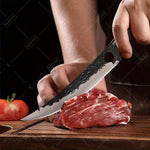 2Pcs Kitchen Chef Knife Hand Forged Stainless Steel Mini Multipurpose Boning Slicing Knife with Laser Damascus Pattern Perfect