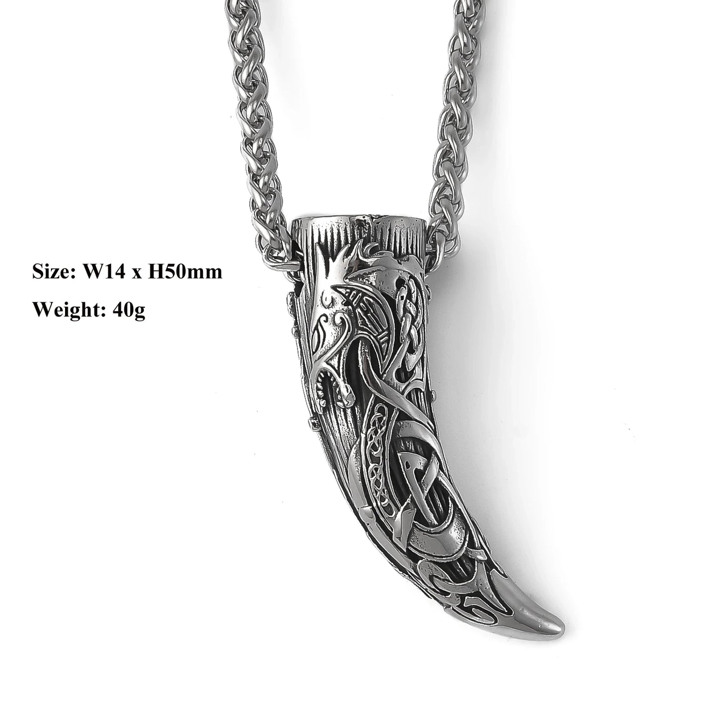 Viking Necklace With Engraved Wolf Fang Pendant