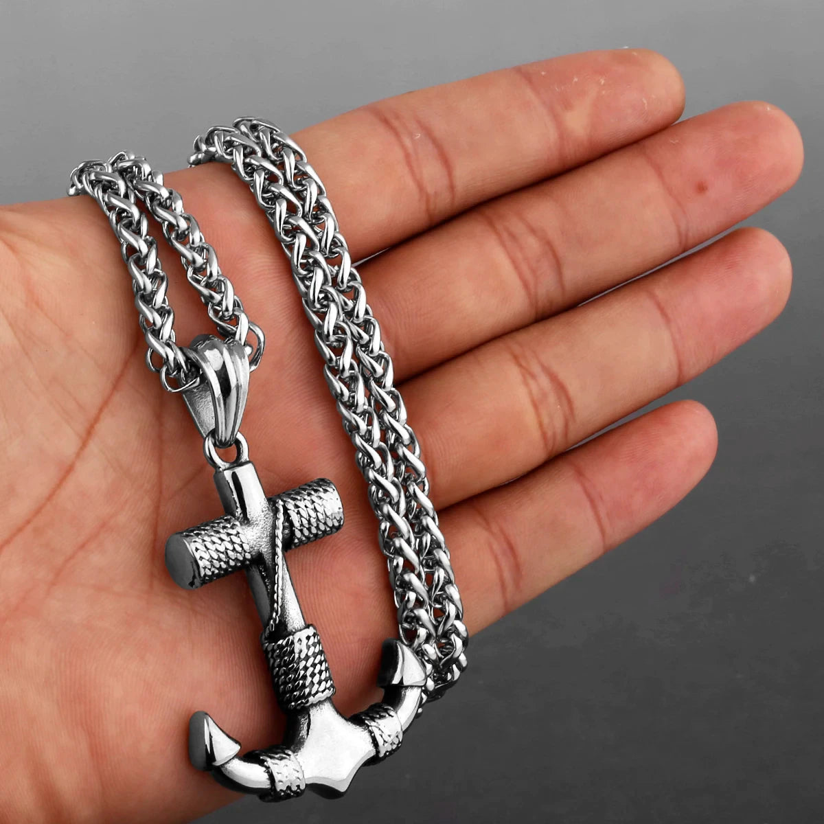 Viking Necklace With Anchor Rope Pendant