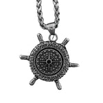 Viking Necklace Featuring A Nordic Rudder With Compass Pendant