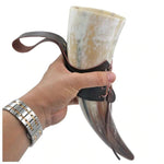 Gjallarhorn (Viking Drinking Horn) with Leather Holder