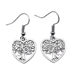 Heart-Shaped Yggdrasil Tree Of Life Drop Earrings