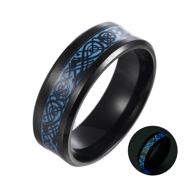 Luminous Celtic Dragon Inlay Ring | Viking-Store™