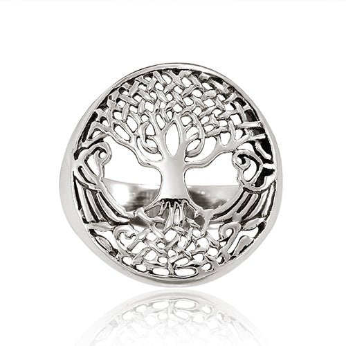 Yggdrasil Tree of Life Viking Ring - Sterling Silver