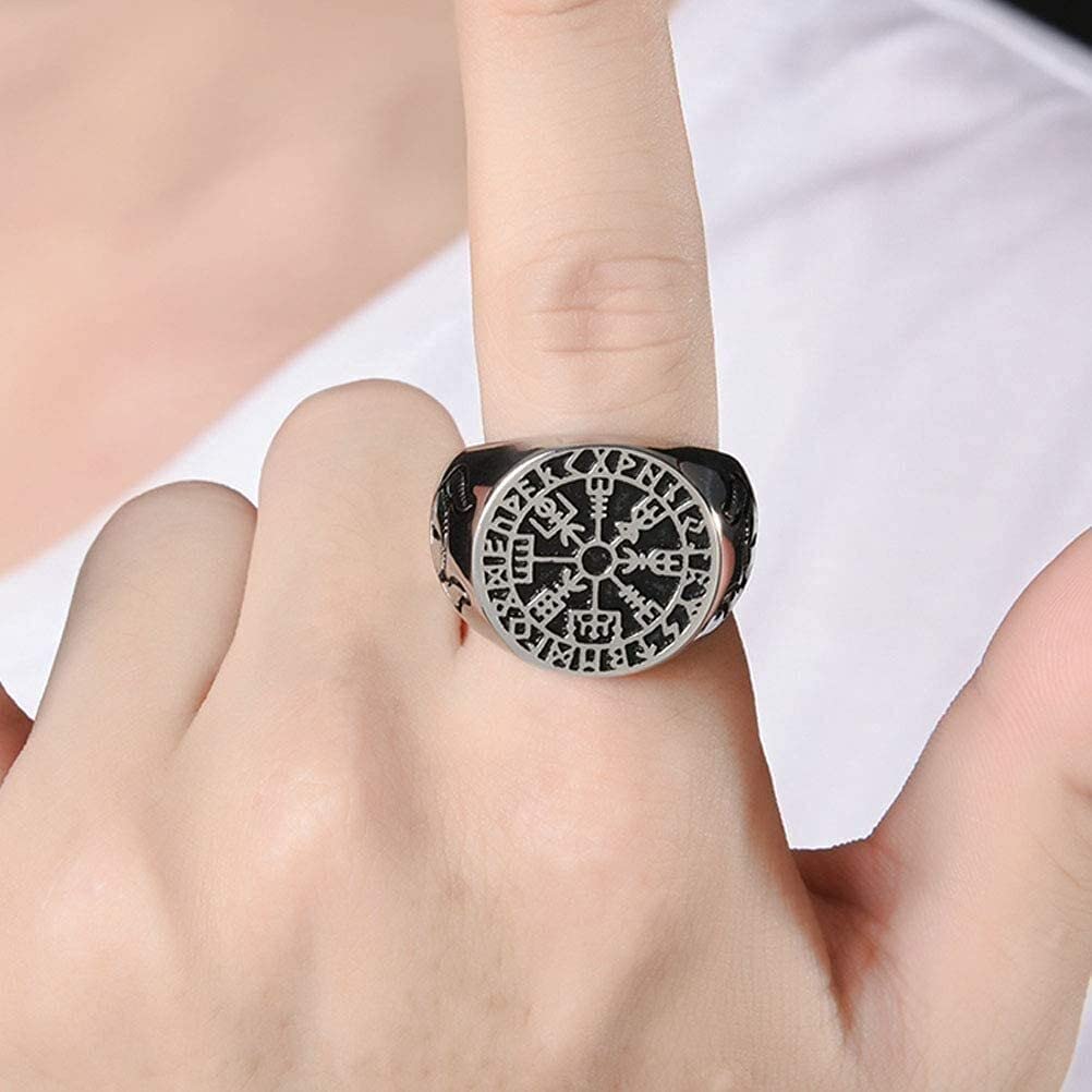 Viking Warrior Compass Vegvisir Ring