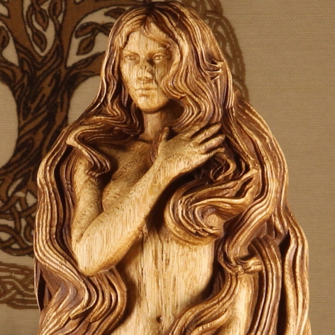 Sif, Norse Goddess Of Fertility Wooden Viking Statue