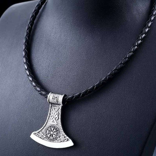 Viking Axe & Vegvisir Necklace