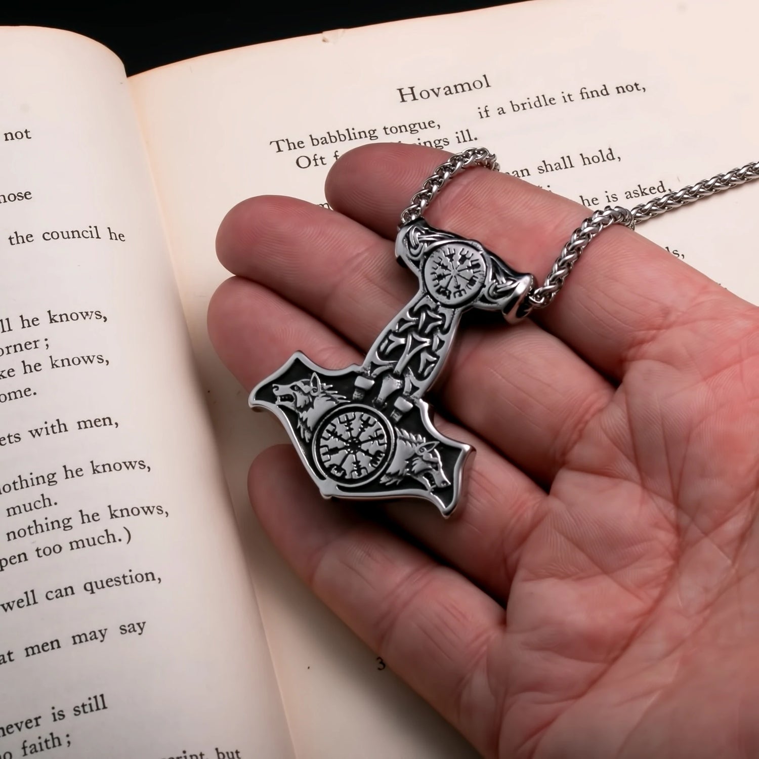 Mjolnir Necklace With Viking Symbols