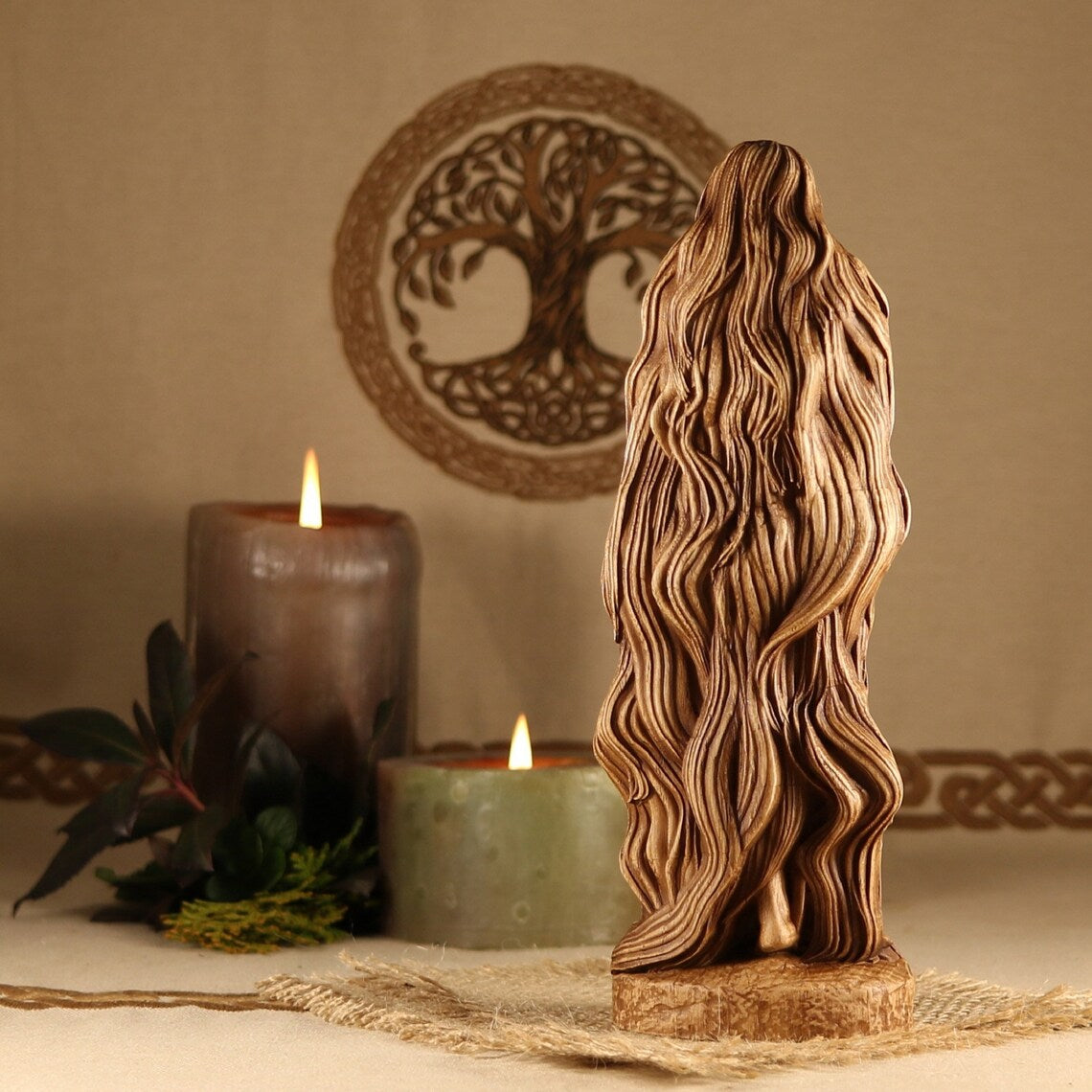 Sif, Norse Goddess Of Fertility Wooden Viking Statue