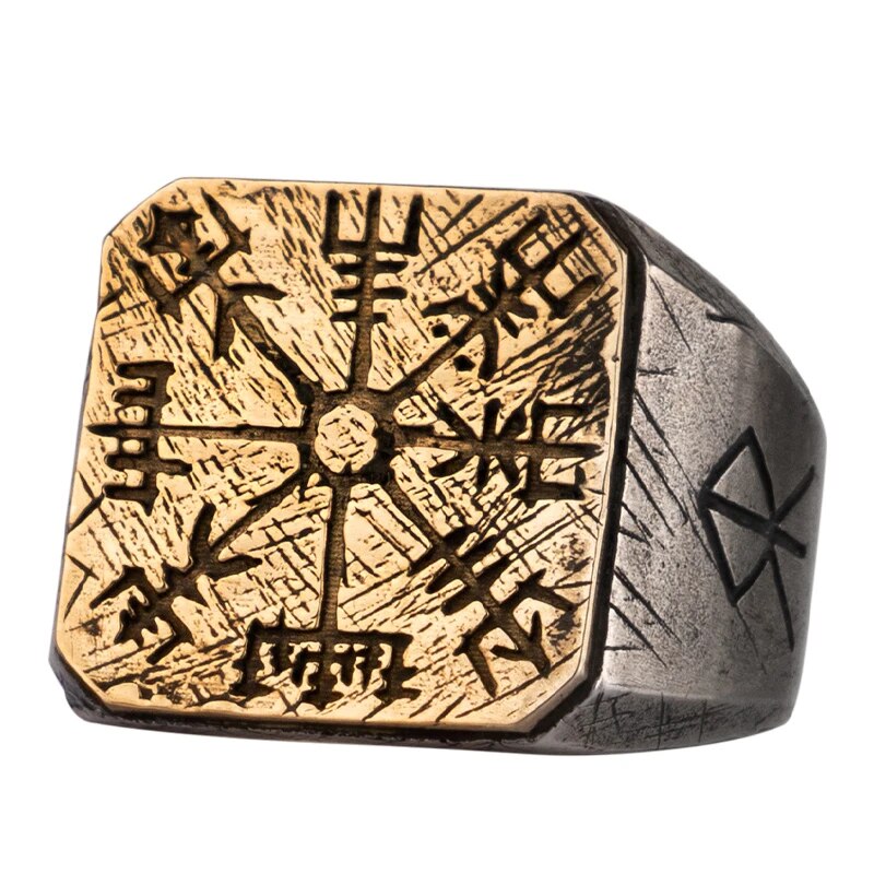 Vegvisir Viking Signet Ring - Sterling Silver