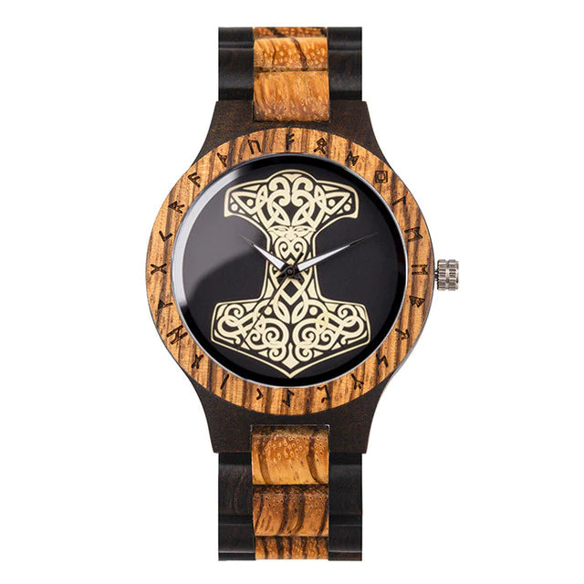Thor's Hammer Mjolnir Wooden Watch Viking-Store