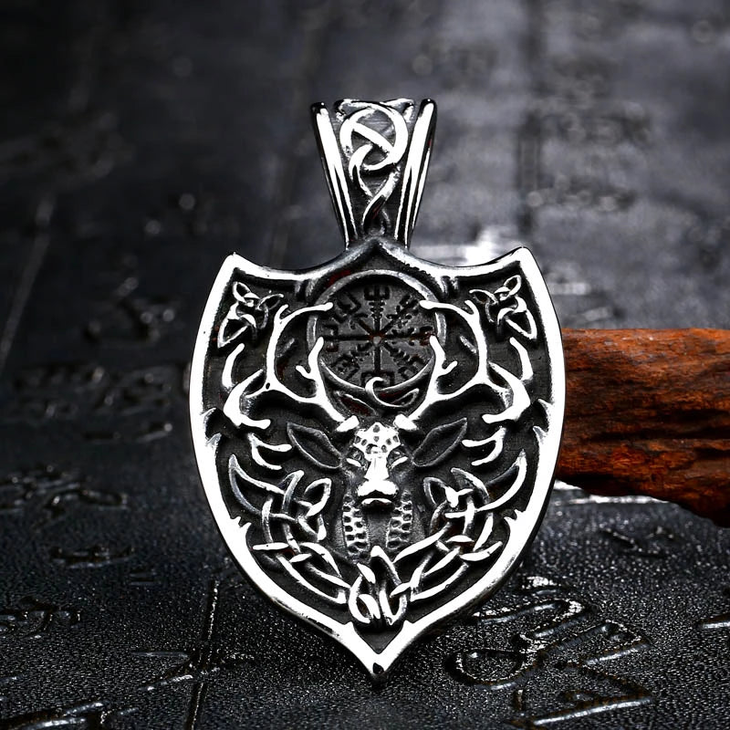 Viking Stag Stainless Steel Pendant Necklace