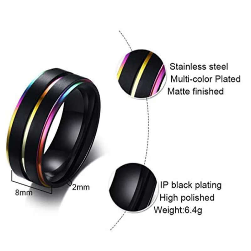Black Rainbow Tungsten Ring
