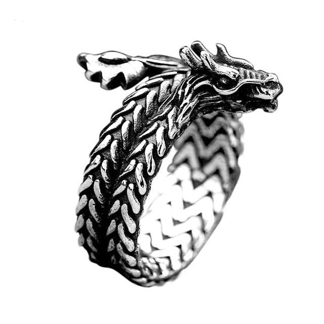 Coiled Jormungandr Dragon Ring- Adjustable