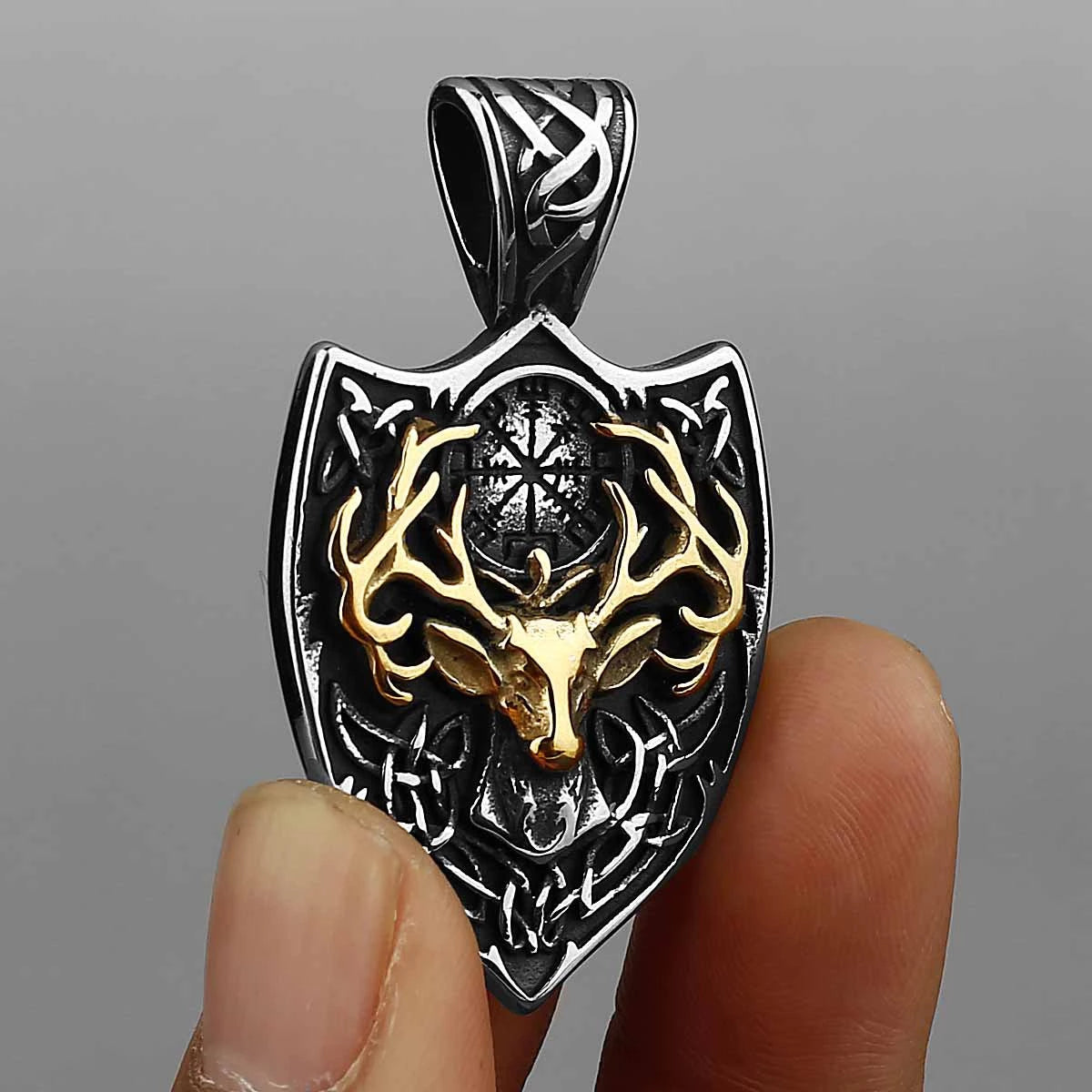 Viking Stag Stainless Steel Pendant Necklace