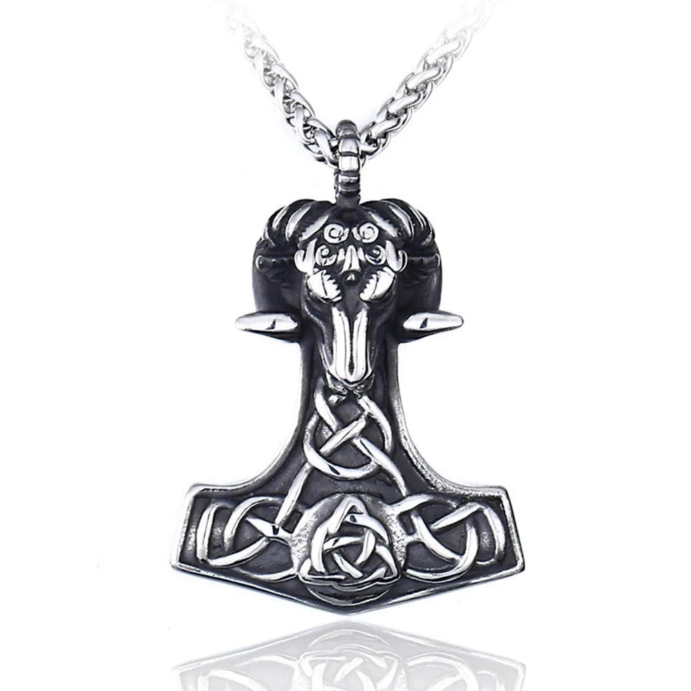Thor's Hammer Mjolnir Goat Necklace