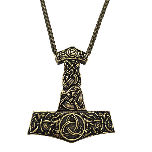 Mjolnir Thor's Hammer Trinity Pendant Necklace