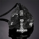 Thor's Hammer Mjolnir Viking Necklace With Valknut Bead