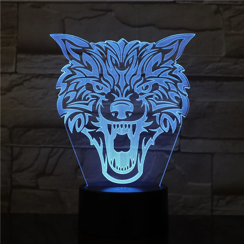 Norse Wolf Fenrir Color Changing 3D Night Lamp