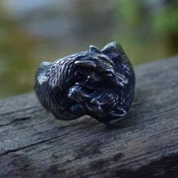 Geri And Freki Wolves Ring