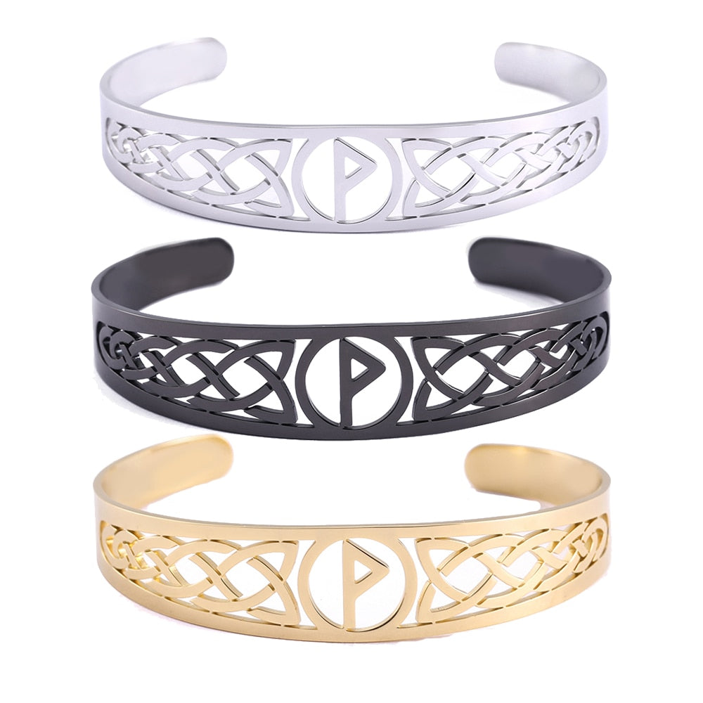 Nordic  Runes Bangle Cuff Bracelet