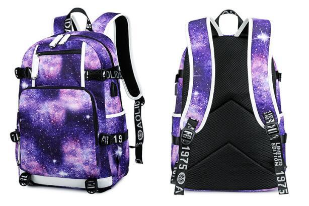 Viking Valknut USB Charging Multifunction Travel Backpack - Starry Purple
