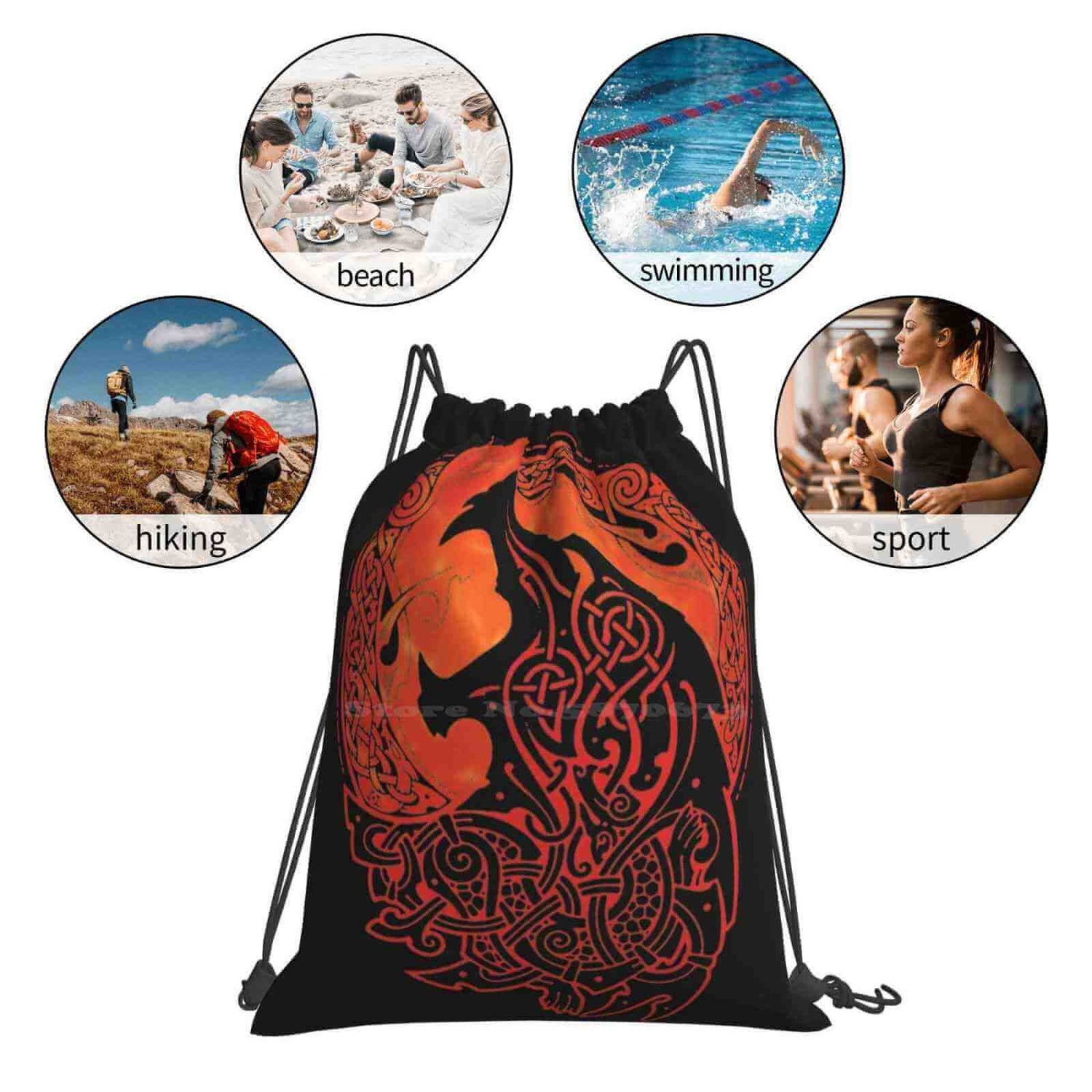 Fenrir Norse Wolf Drawstring Bag