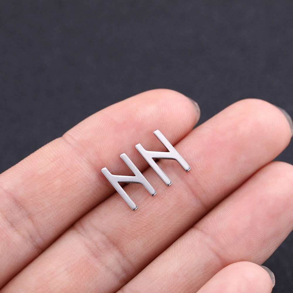 Viking Futhark Runes Stud Earrings