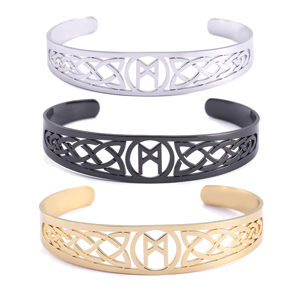 Nordic  Runes Bangle Cuff Bracelet