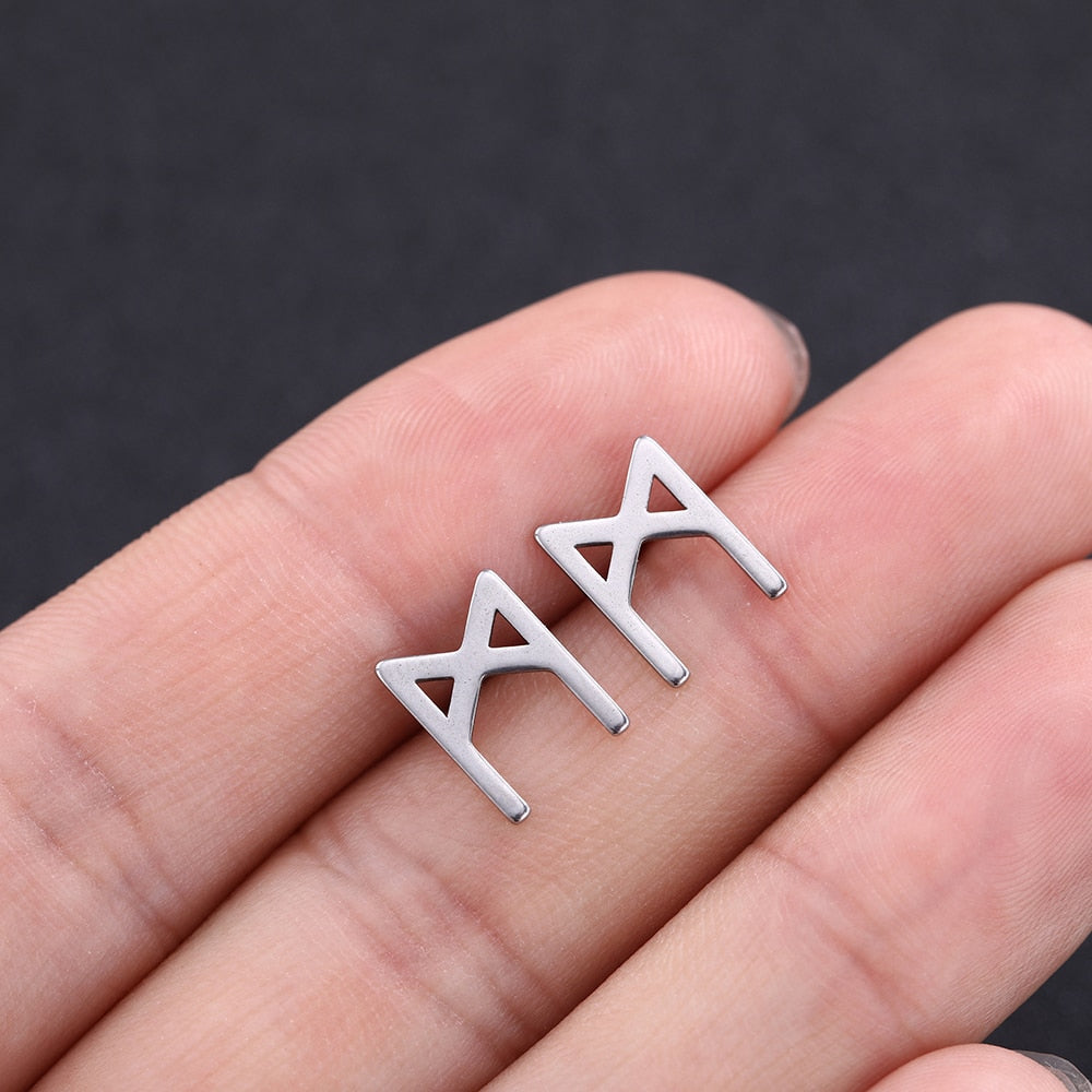 Viking Futhark Runes Stud Earrings